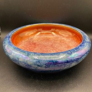 Royal Winton serving bowl, hand painted luster blue, orange/gold  "Byzanta Ware"